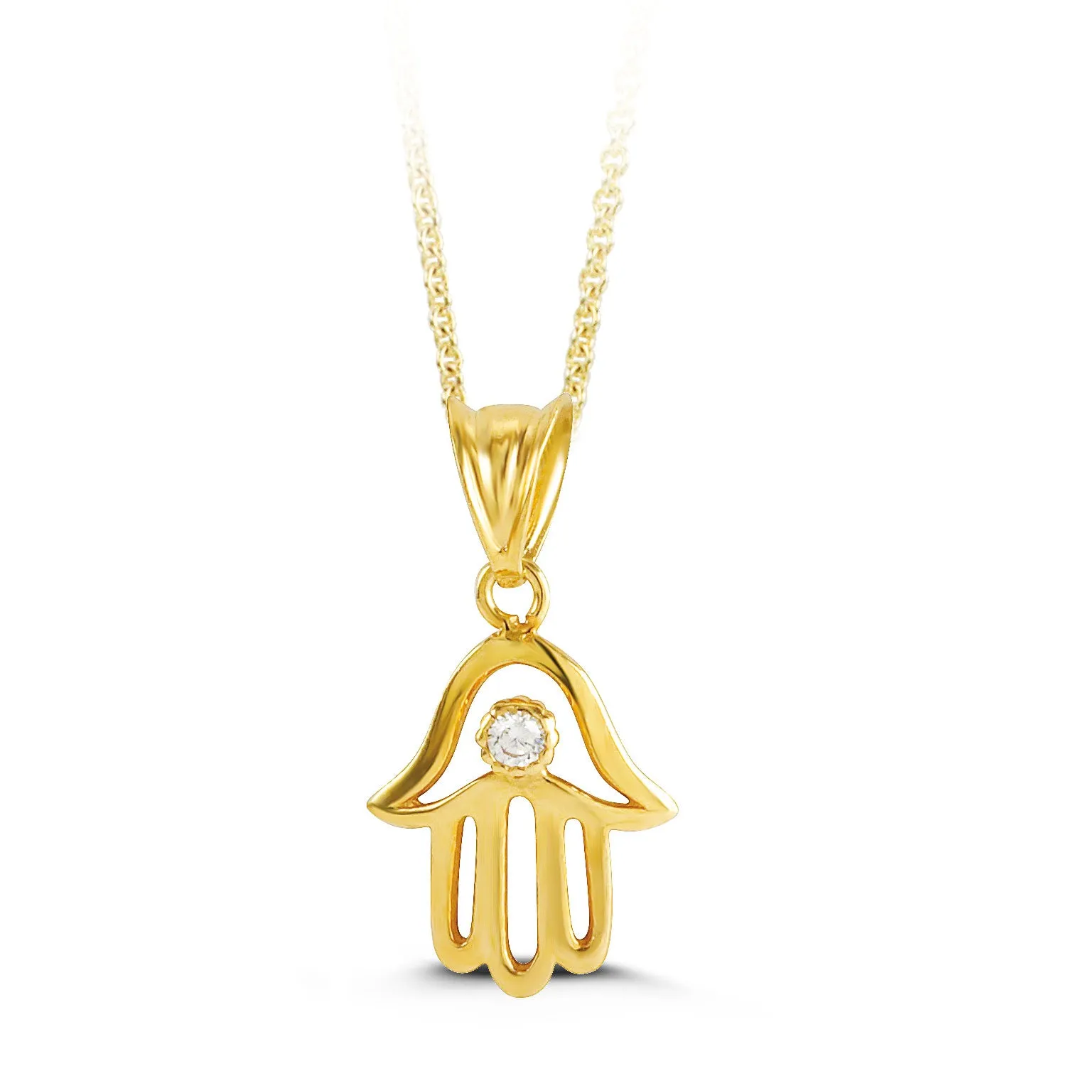 10k Yellow Gold Hamsa CZ Charm