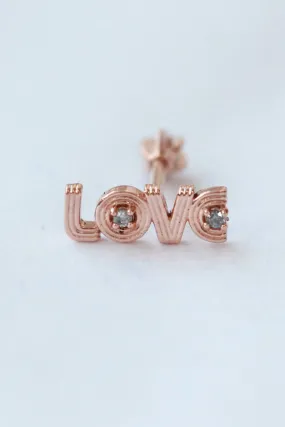 14K 18K Solid Gold Cz Love Letter Cartilage Helix Inner Conch  Barbell Piercing Earring Stud