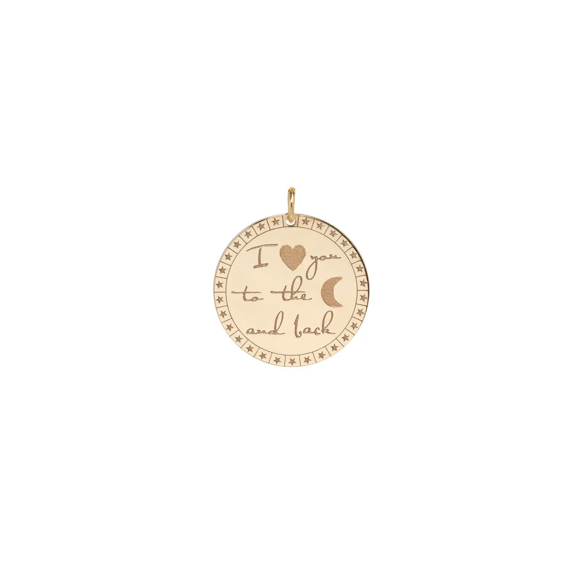 14k Large Mantra I love you to the moon & back Charm