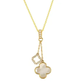 14K Yellow Gold Mother of Pearl Clover and Diamonds EFFY Brand Necklaces -