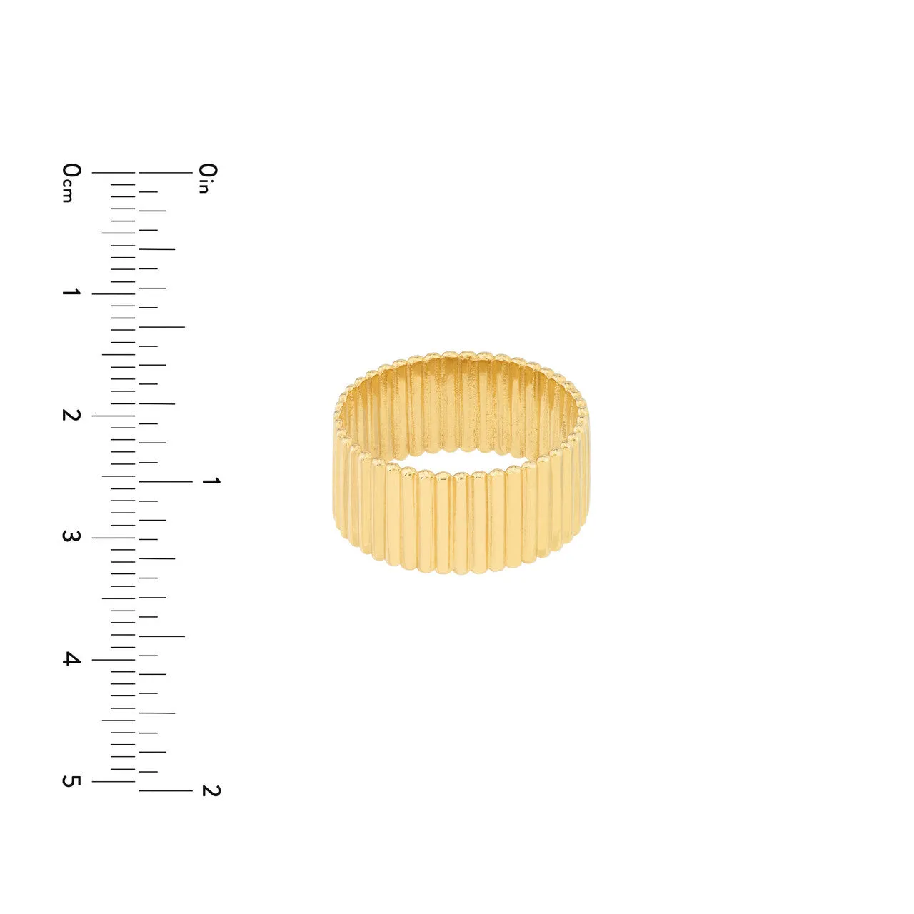 14K Yellow Gold Ribbed Wide Band