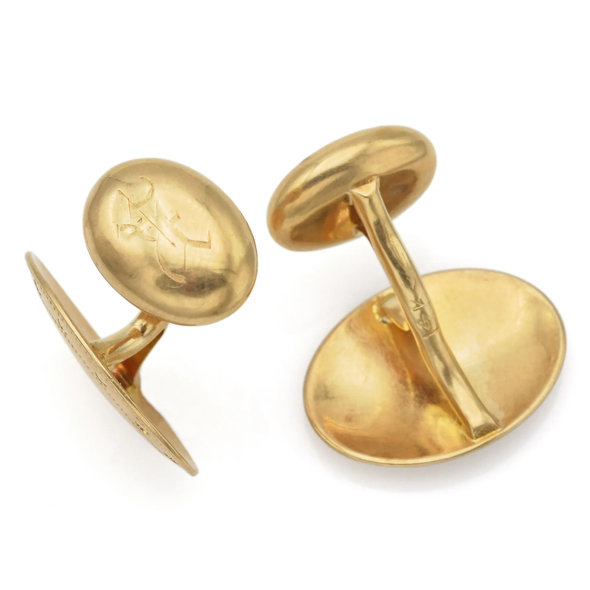 Antique 14K Yellow Gold Oval Cufflinks