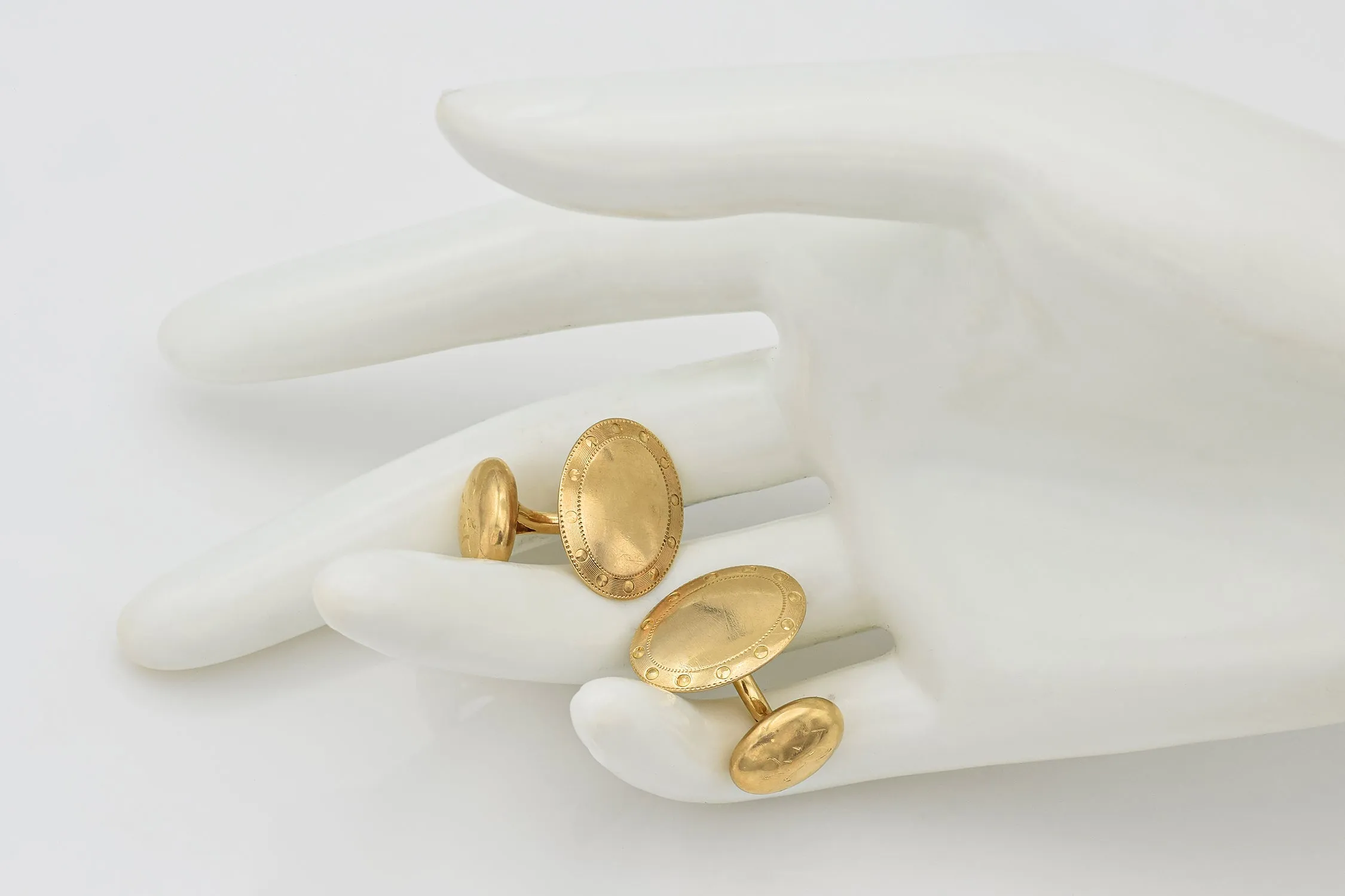 Antique 14K Yellow Gold Oval Cufflinks