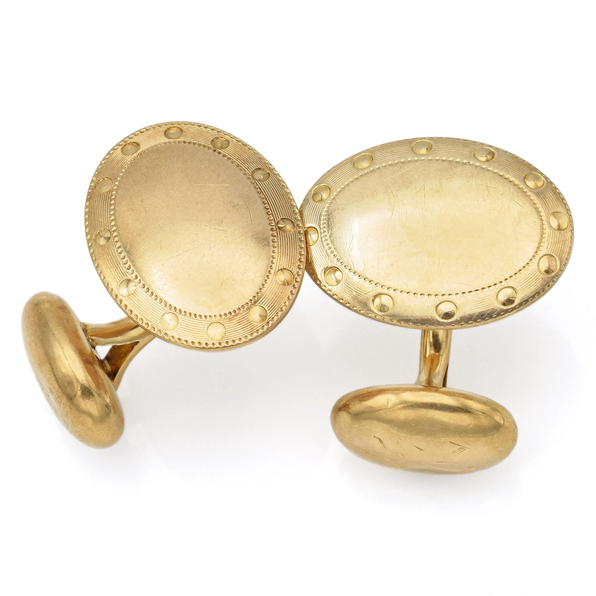 Antique 14K Yellow Gold Oval Cufflinks