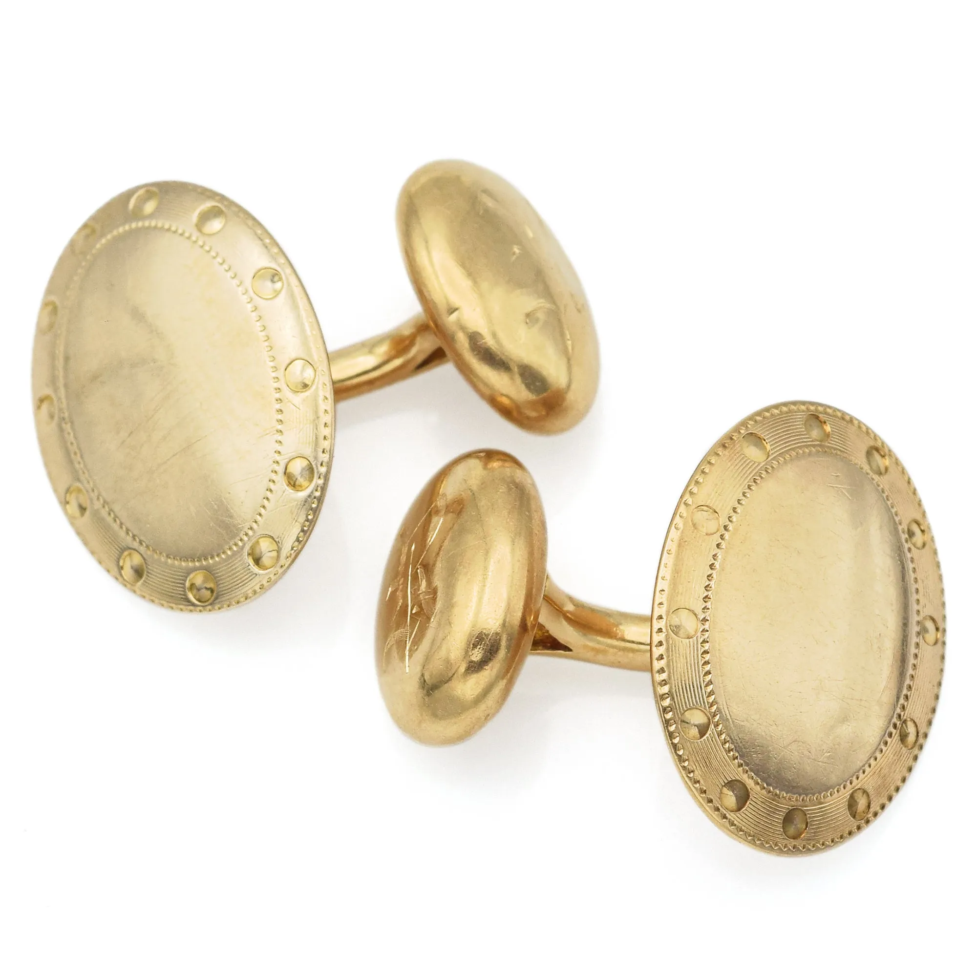 Antique 14K Yellow Gold Oval Cufflinks