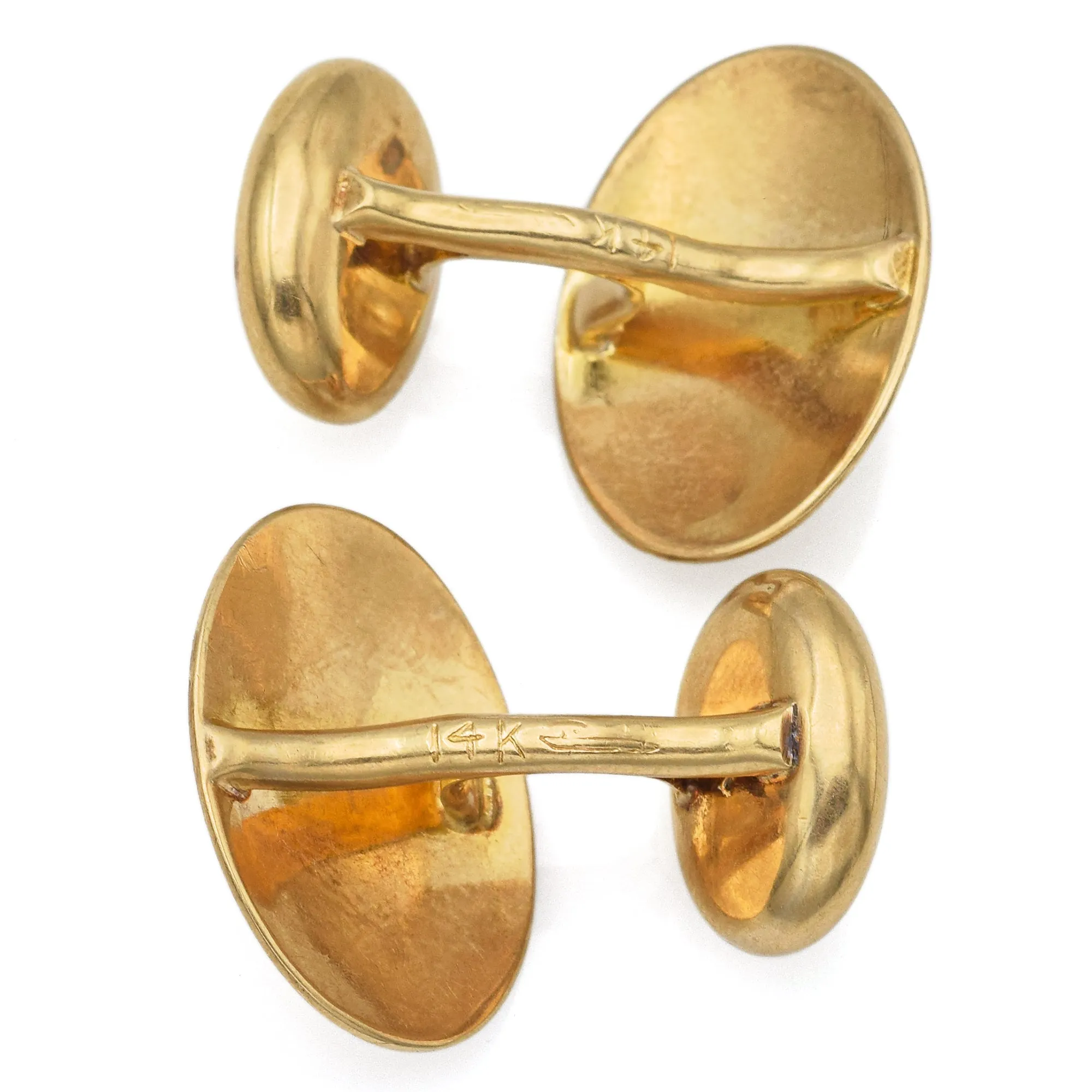 Antique 14K Yellow Gold Oval Cufflinks