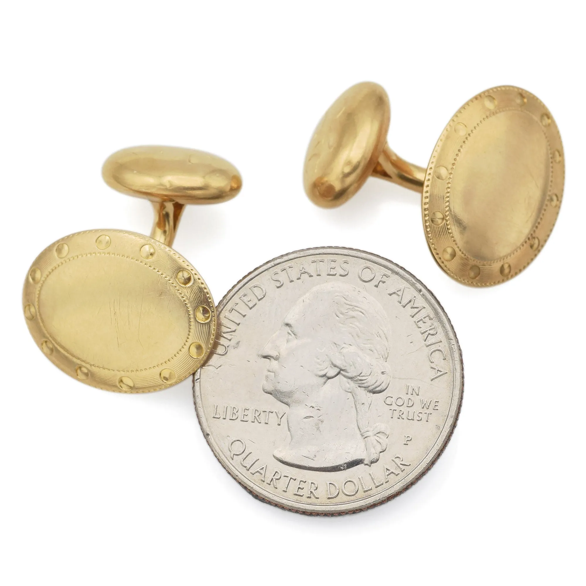 Antique 14K Yellow Gold Oval Cufflinks