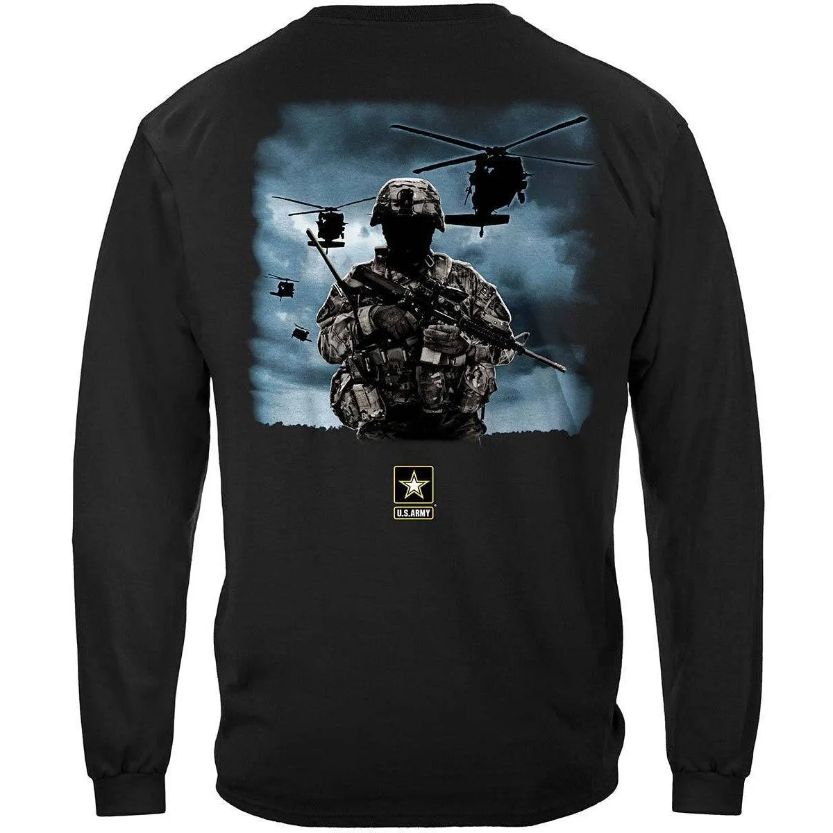 Army Strong Helicopter Soldier Black T-Shirt