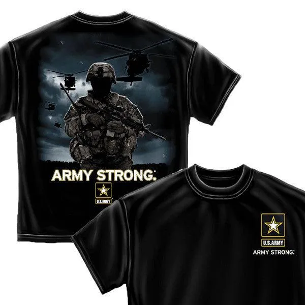 Army Strong Helicopter Soldier Black T-Shirt