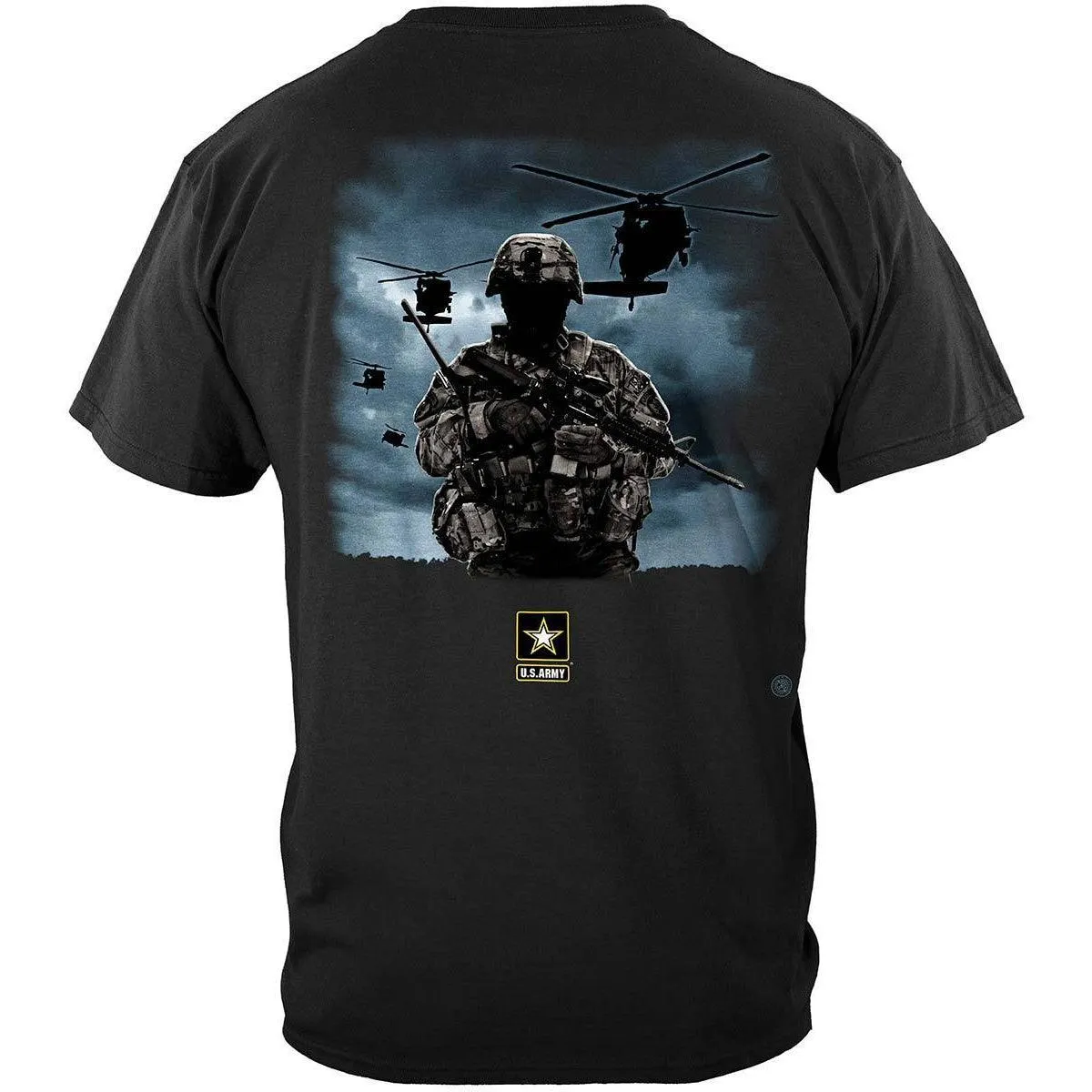 Army Strong Helicopter Soldier Black T-Shirt