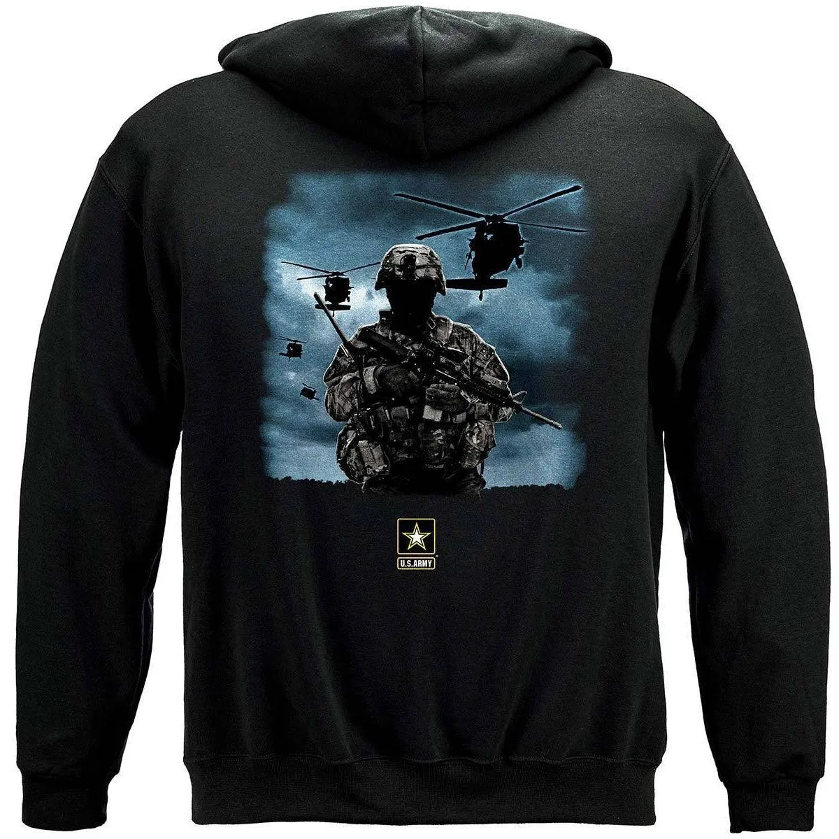 Army Strong Helicopter Soldier Black T-Shirt