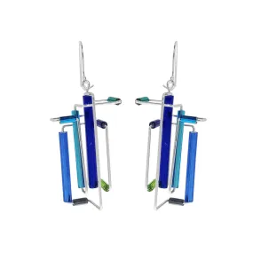 Barbie Levy Abstract Blues 3D Earrings