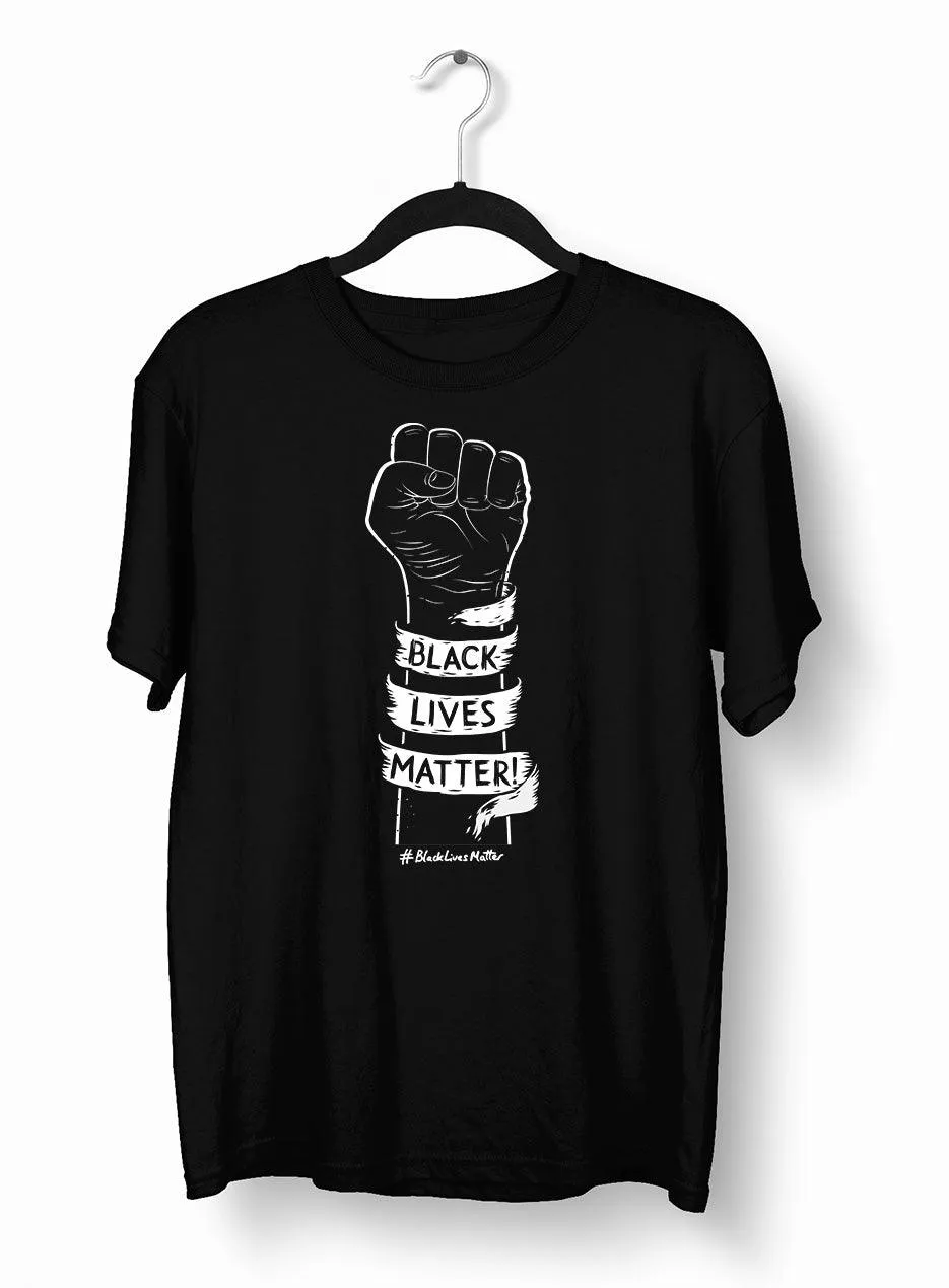 Closed Palm Black Lives Matter Anti Racism Protest Black & White T-Shirt