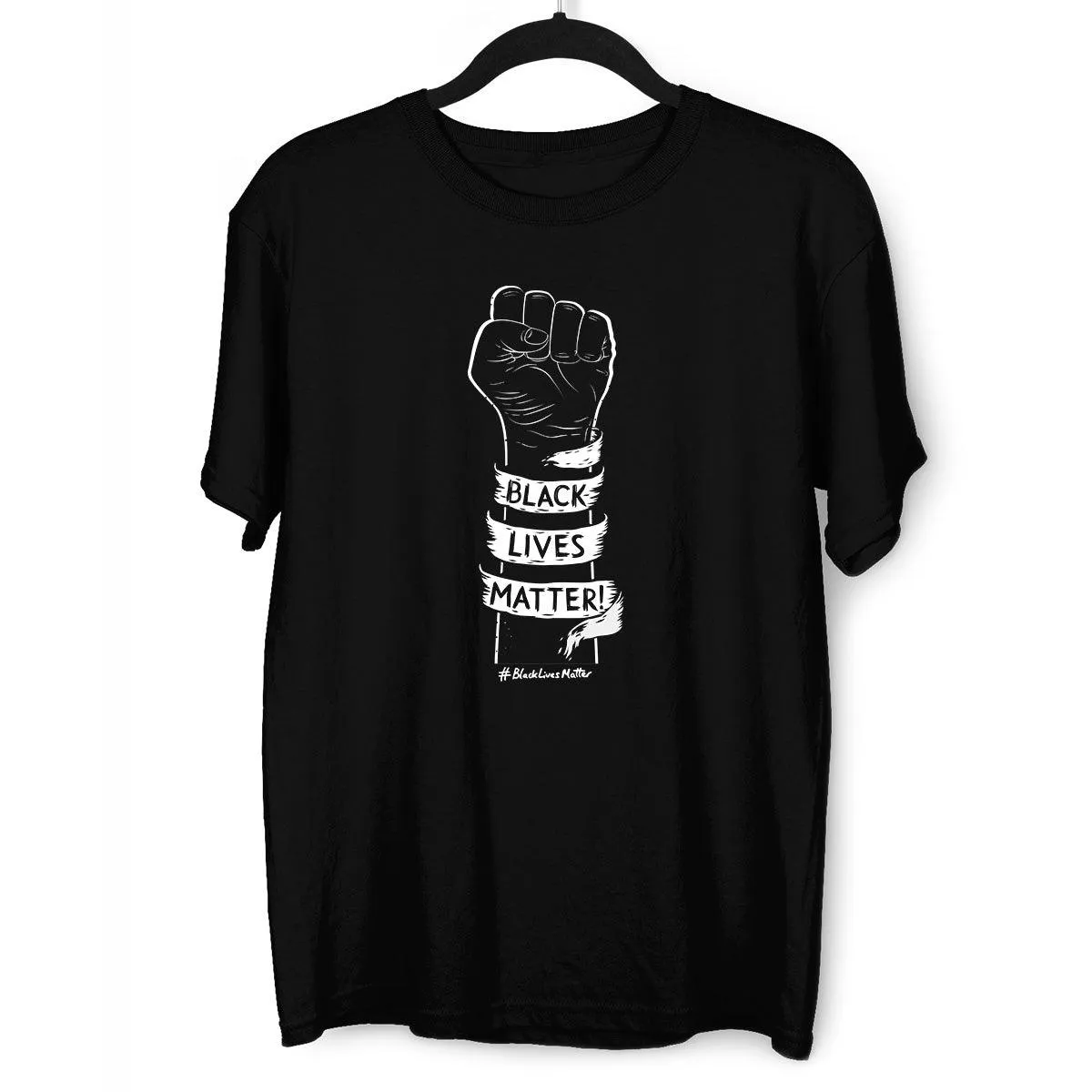 Closed Palm Black Lives Matter Anti Racism Protest Black & White T-Shirt