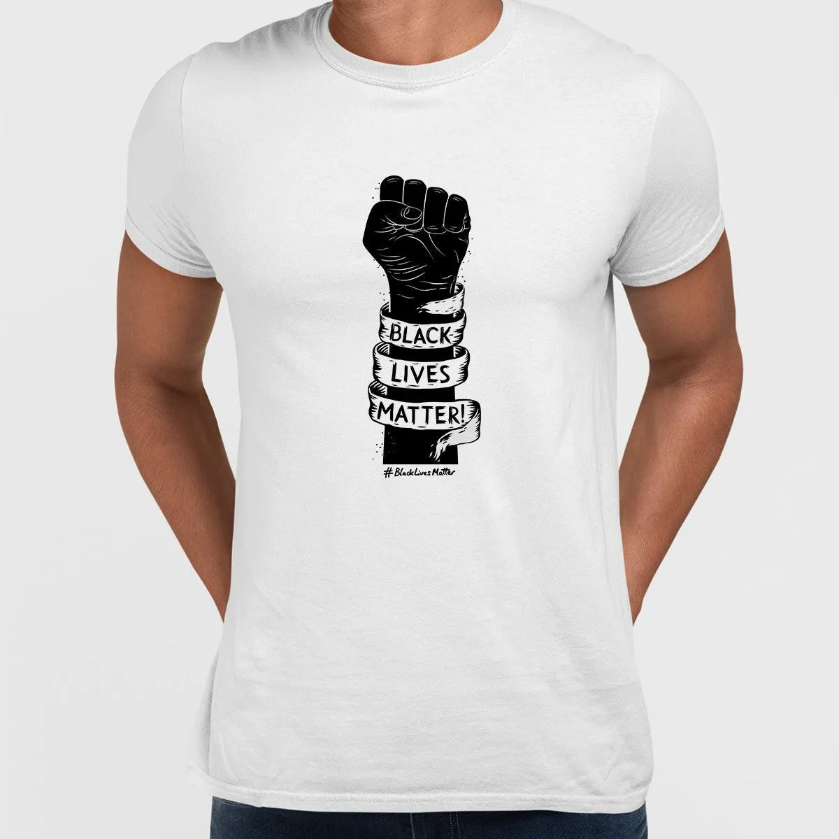 Closed Palm Black Lives Matter Anti Racism Protest Black & White T-Shirt