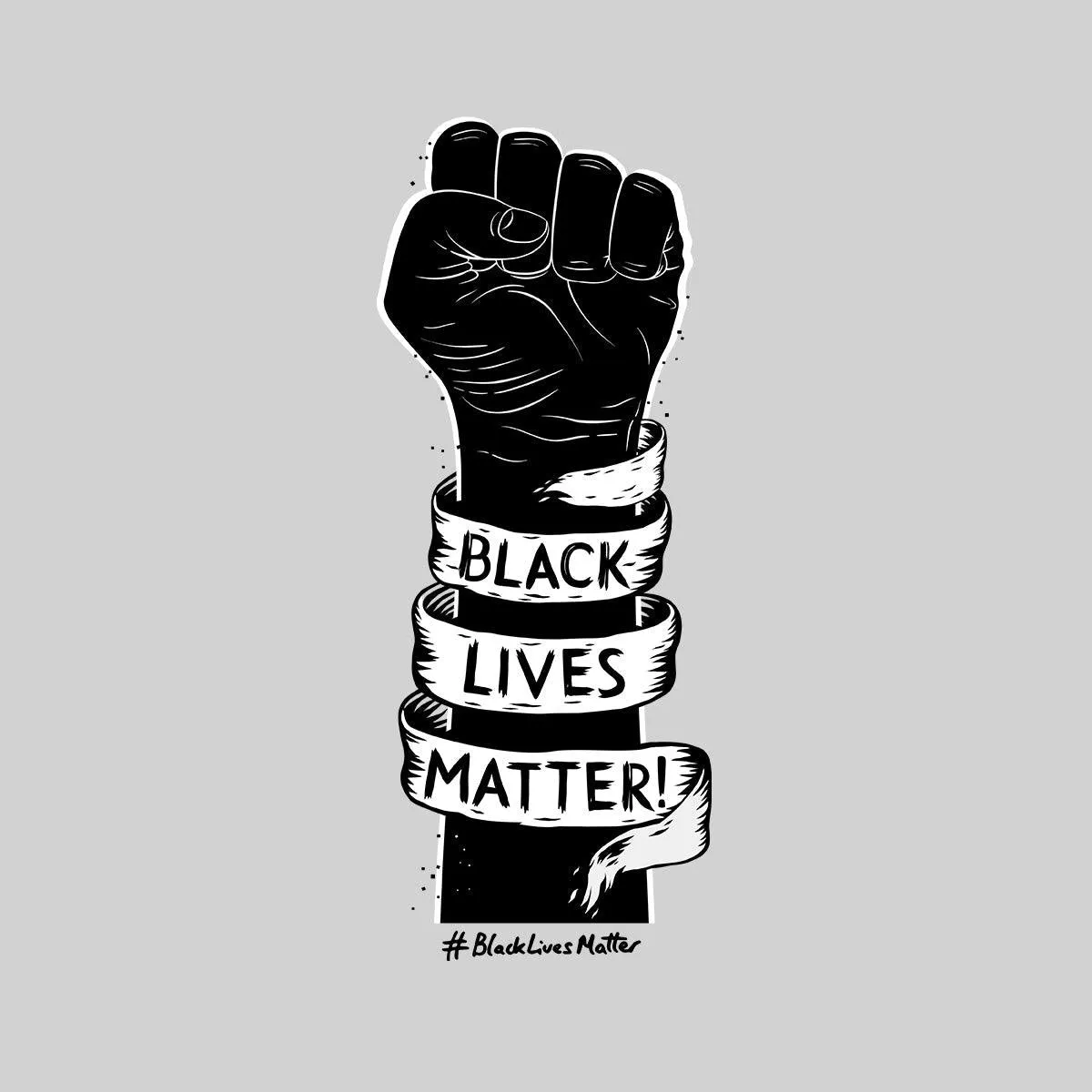 Closed Palm Black Lives Matter Anti Racism Protest Black & White T-Shirt