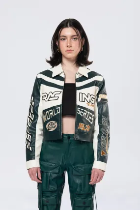 Collared Racing Jacket - Oxidized Green