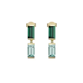 COMPUESTA BAGUETTE TOURMALINE   AQUAMARINE EARRINGS