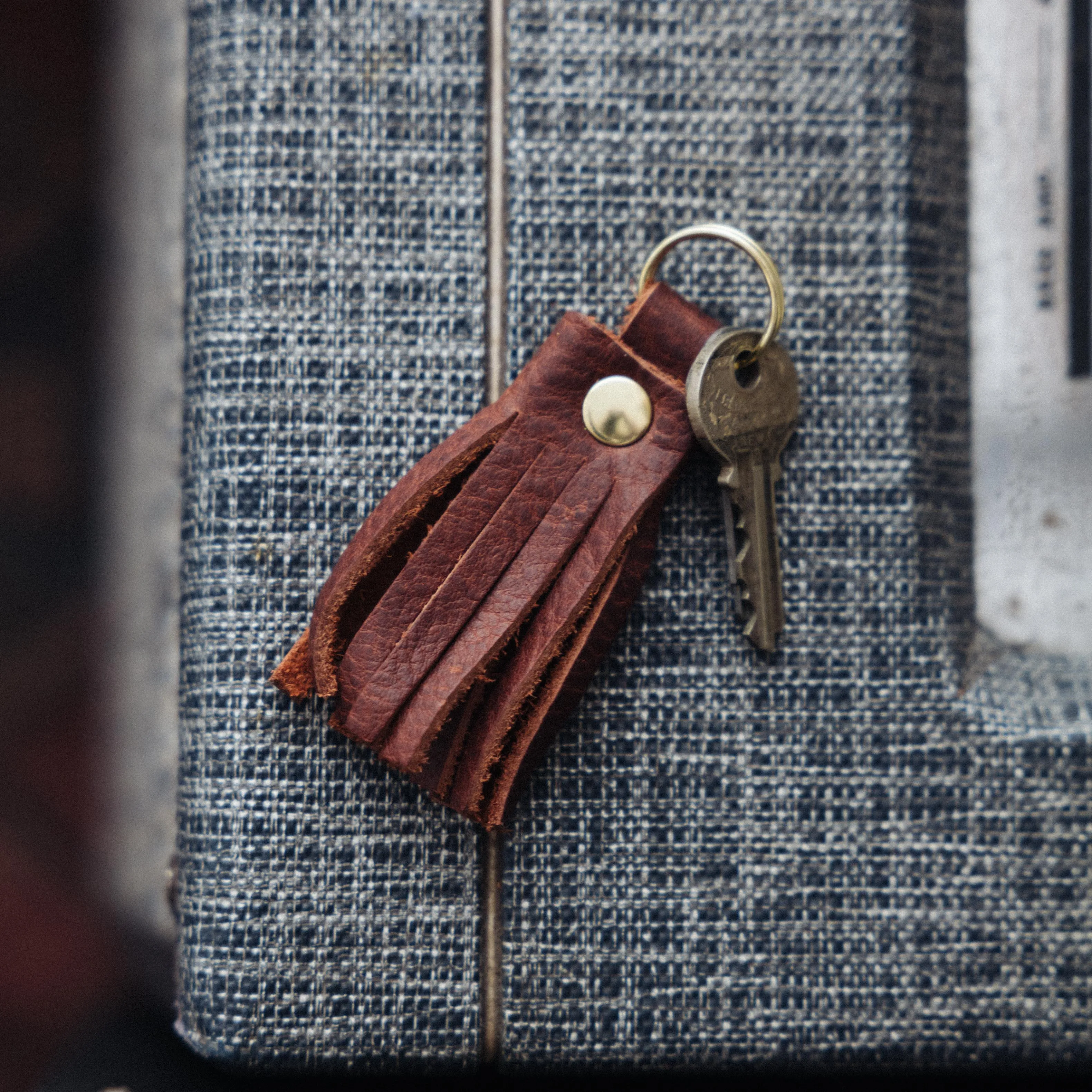 Distressed Ochre Tassel Keychain