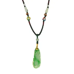 Estate Chinese 14kt Carved Jade Woven Necklace