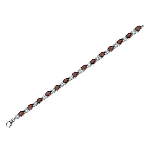 Garnet Tennis Bracelet Sterling Silver Pear Shape 13.75 Carats