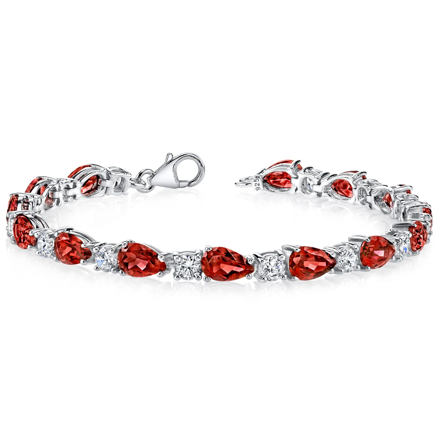 Garnet Tennis Bracelet Sterling Silver Pear Shape 13.75 Carats