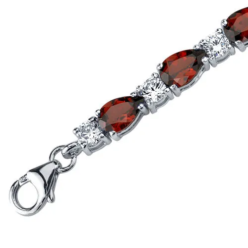 Garnet Tennis Bracelet Sterling Silver Pear Shape 13.75 Carats