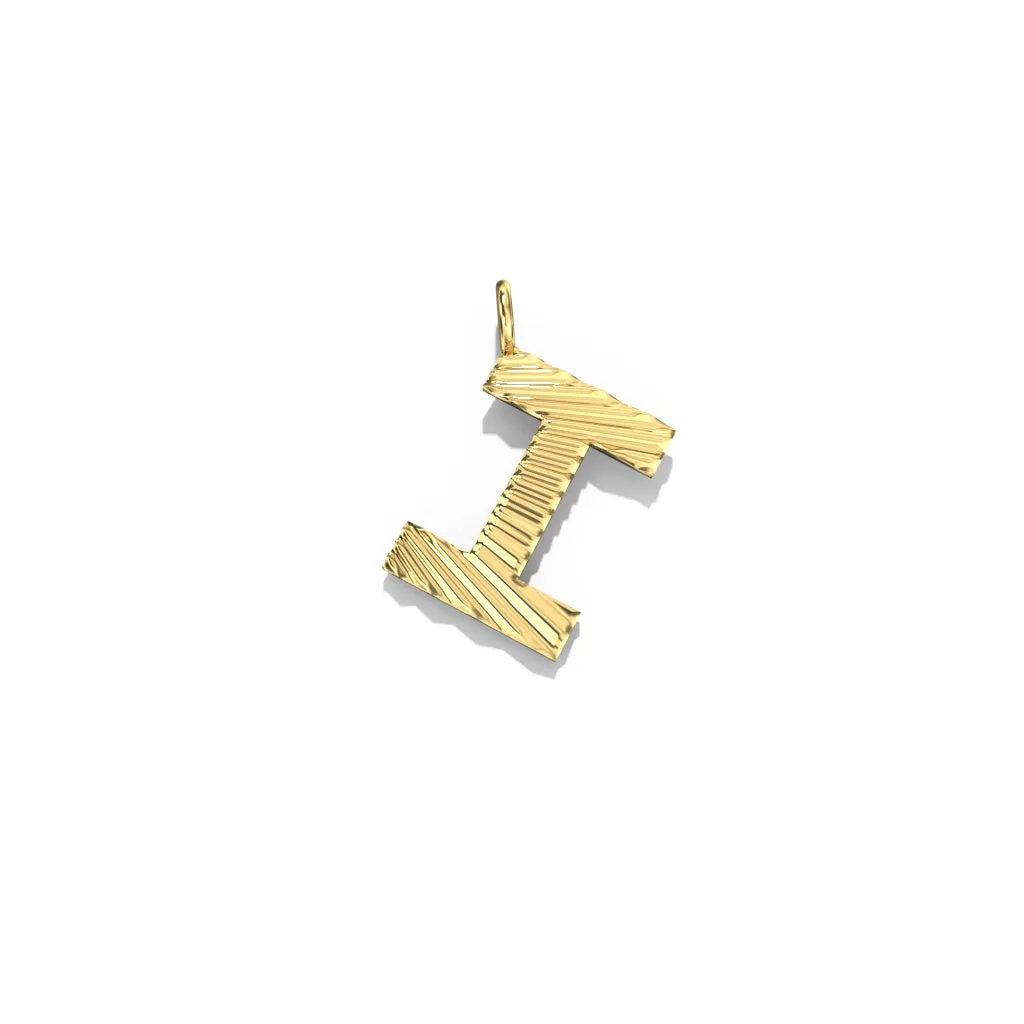 Gold Fluted Letter Pendant