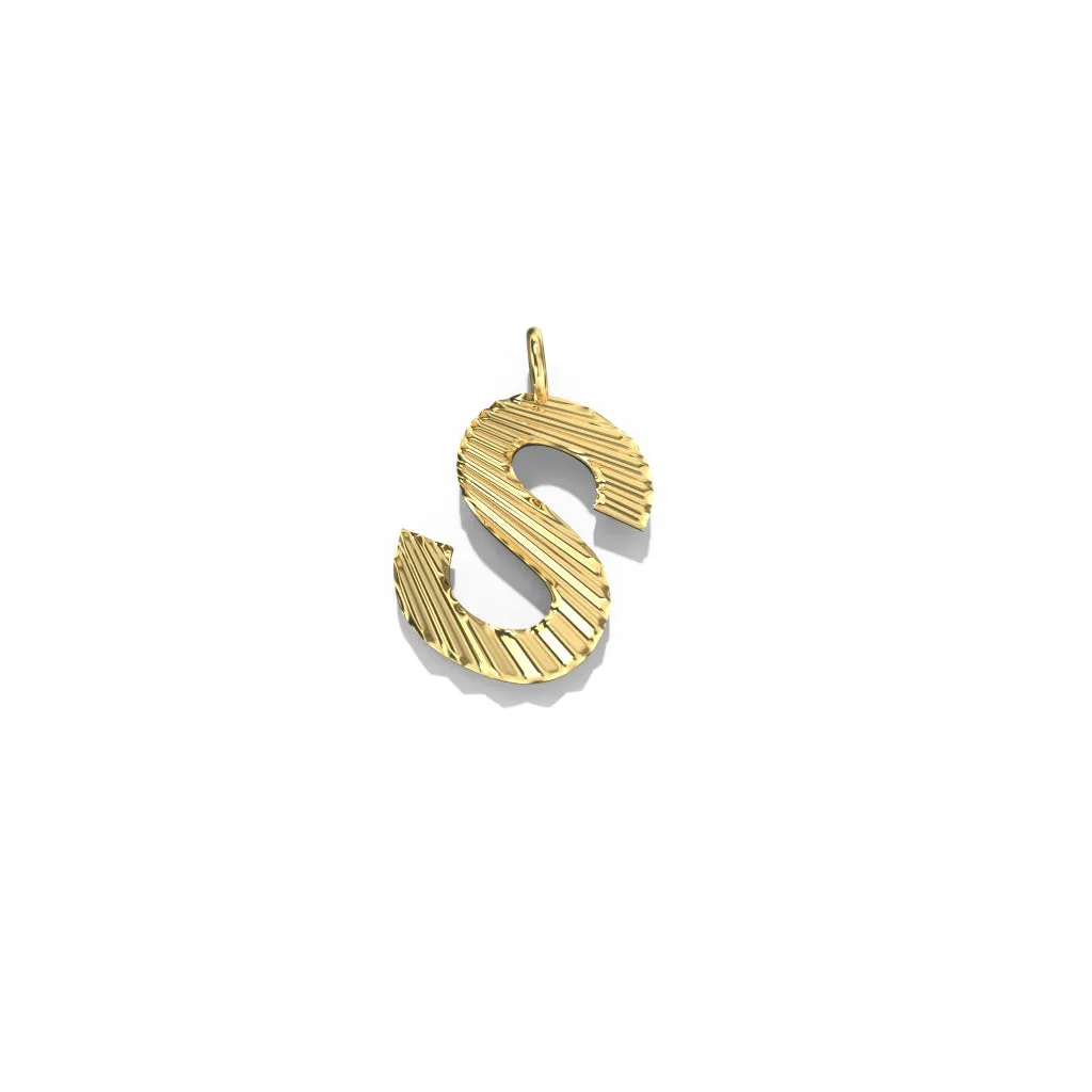 Gold Fluted Letter Pendant