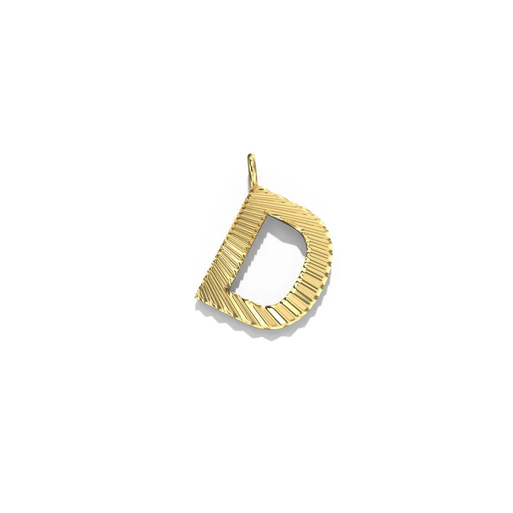 Gold Fluted Letter Pendant