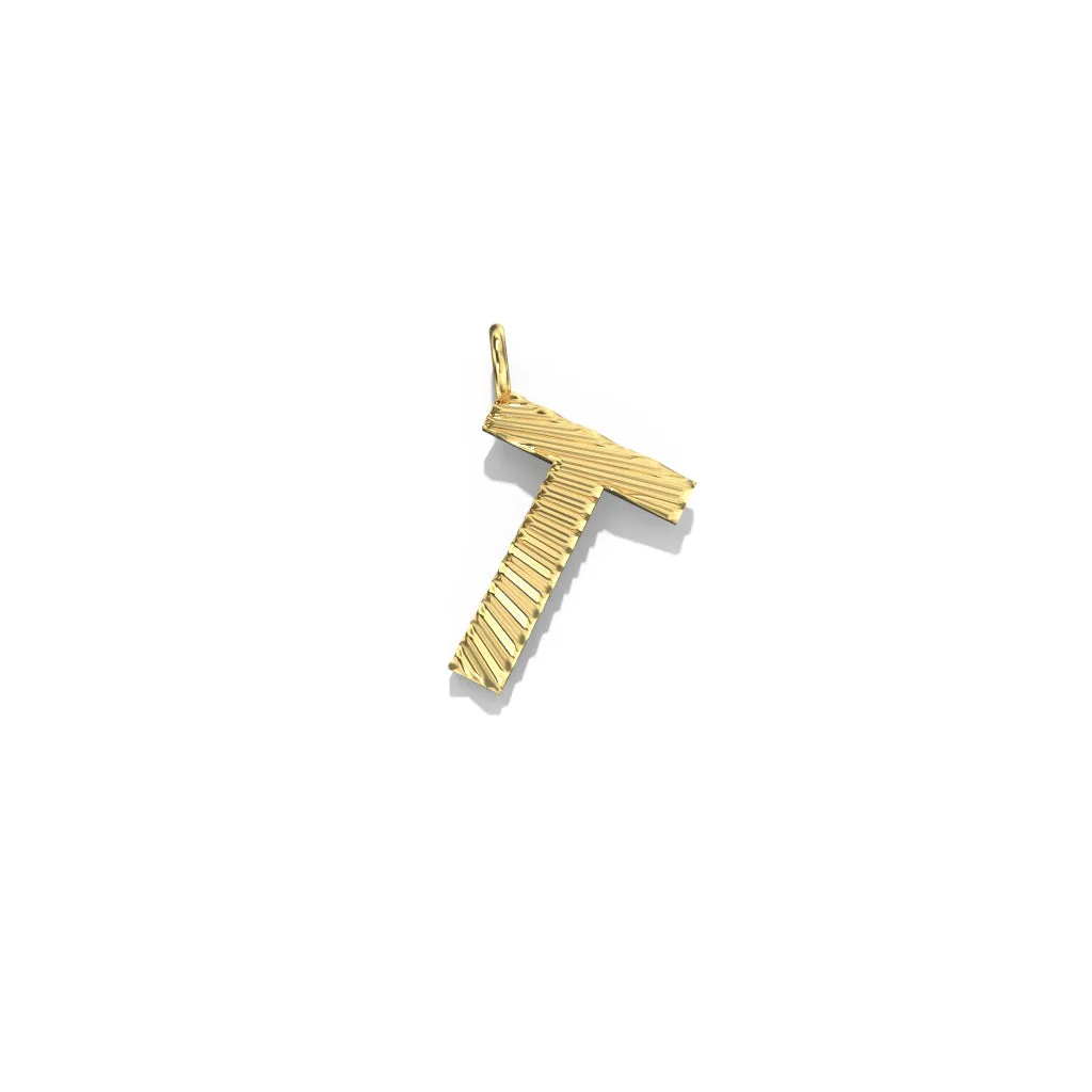 Gold Fluted Letter Pendant