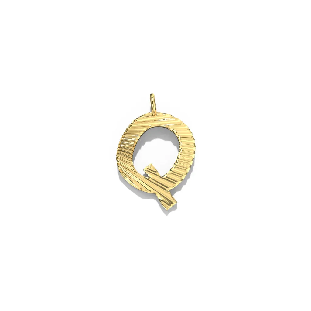 Gold Fluted Letter Pendant