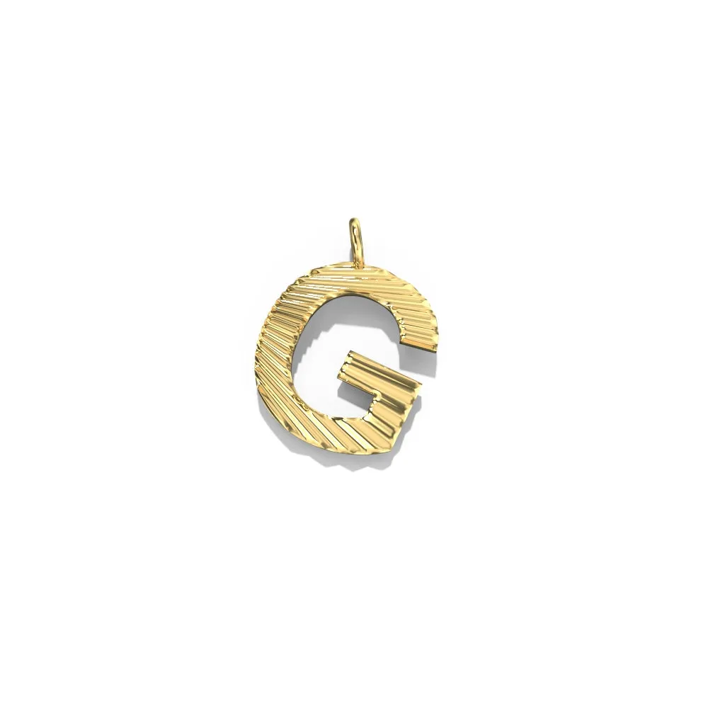 Gold Fluted Letter Pendant