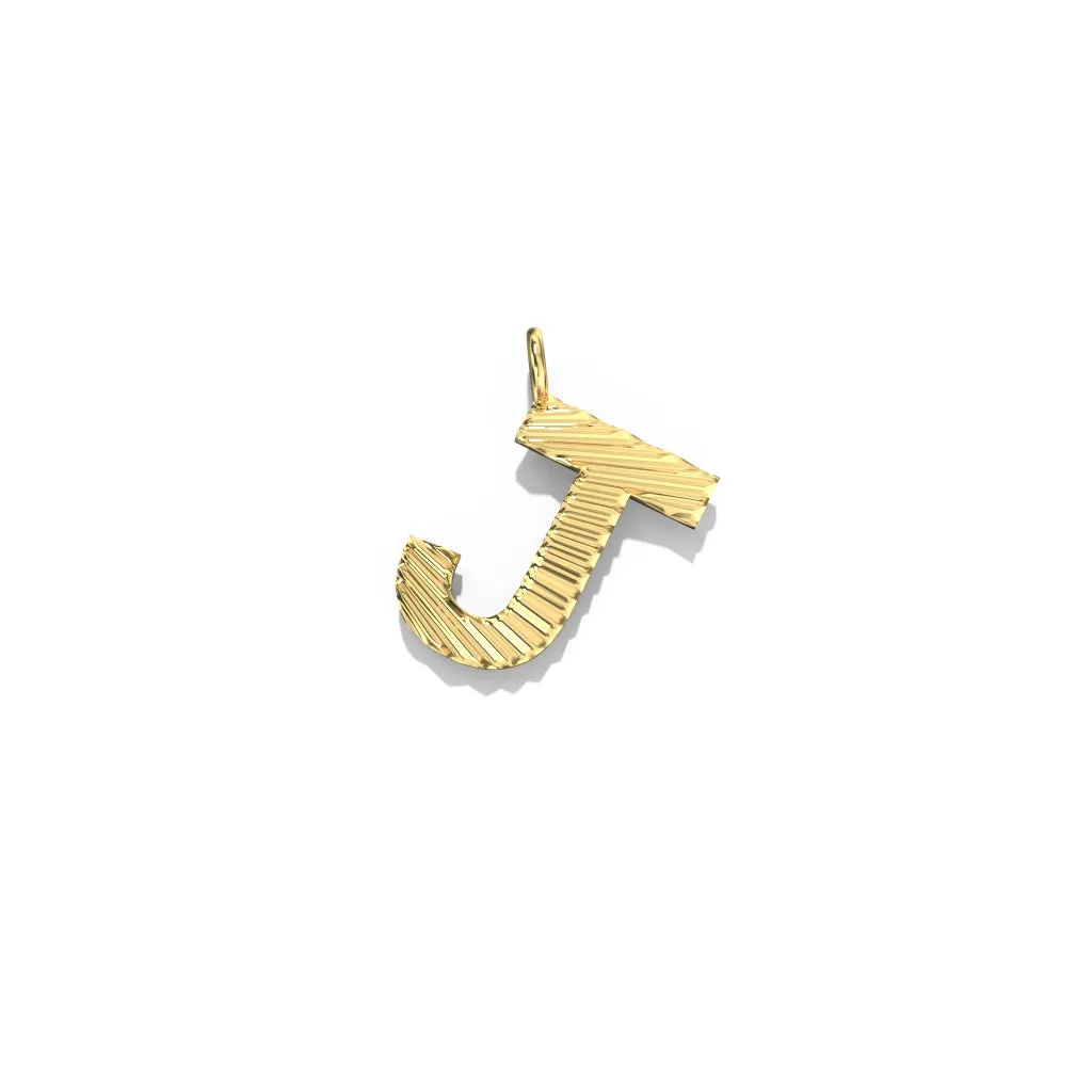 Gold Fluted Letter Pendant