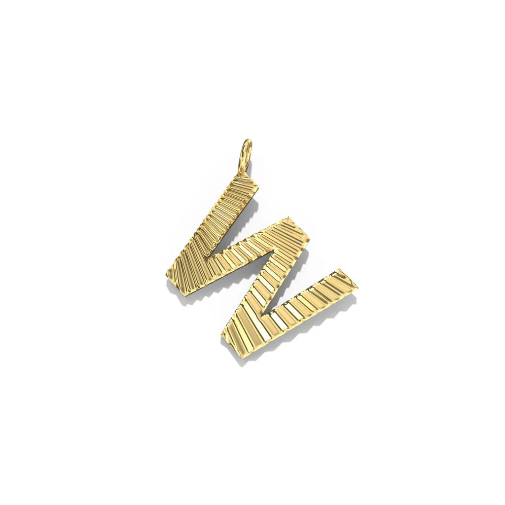 Gold Fluted Letter Pendant