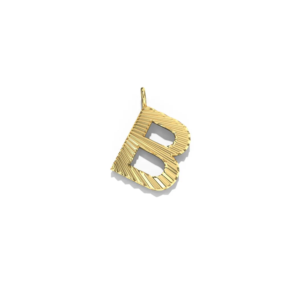 Gold Fluted Letter Pendant