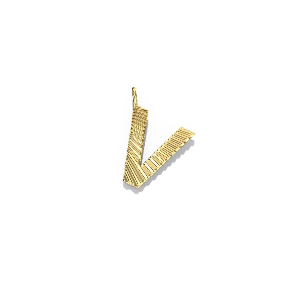 Gold Fluted Letter Pendant