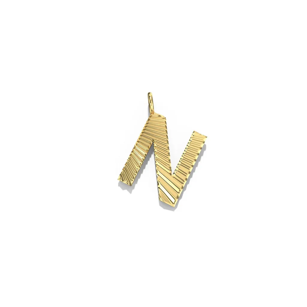 Gold Fluted Letter Pendant