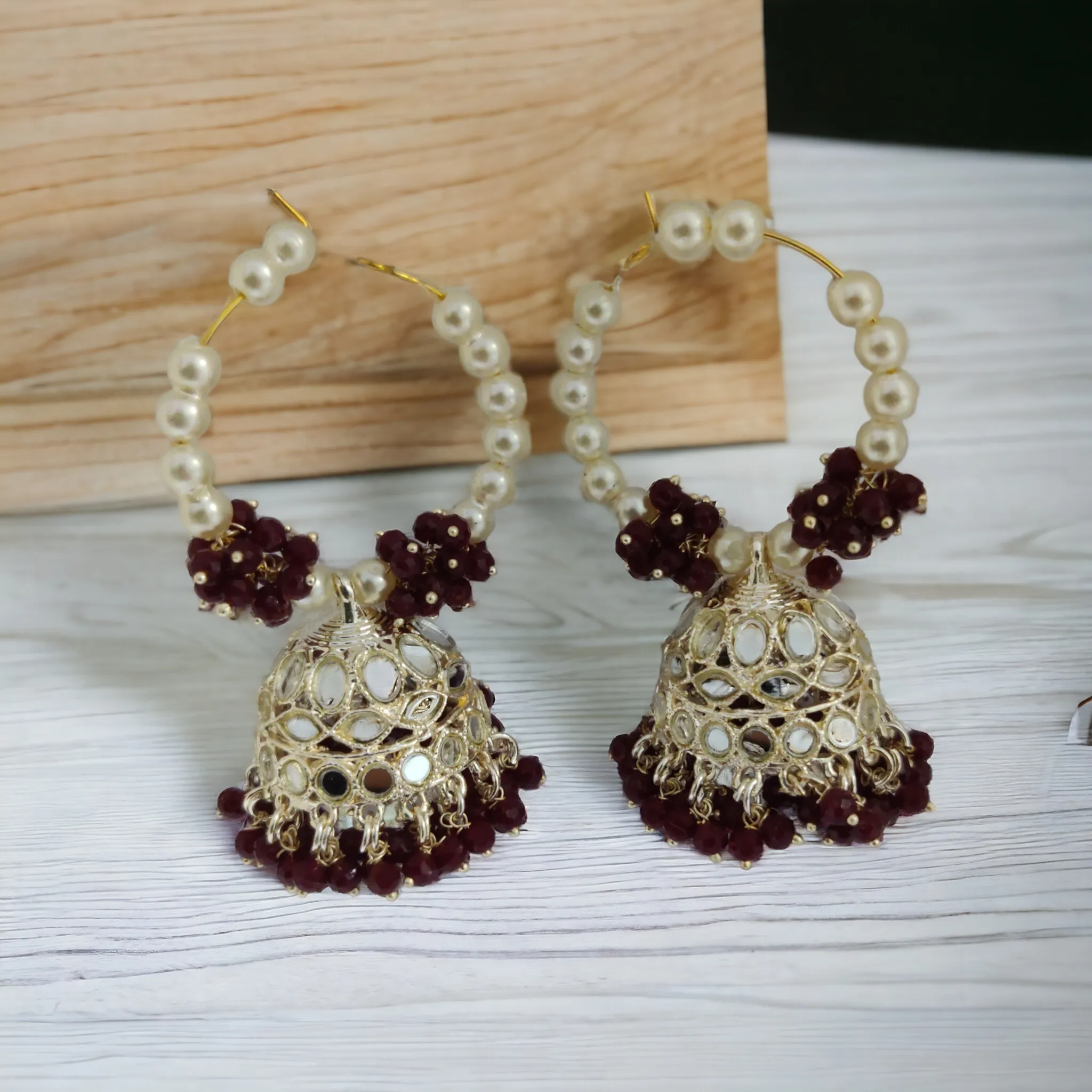 Gold Plated Moti Hoop Jhumka