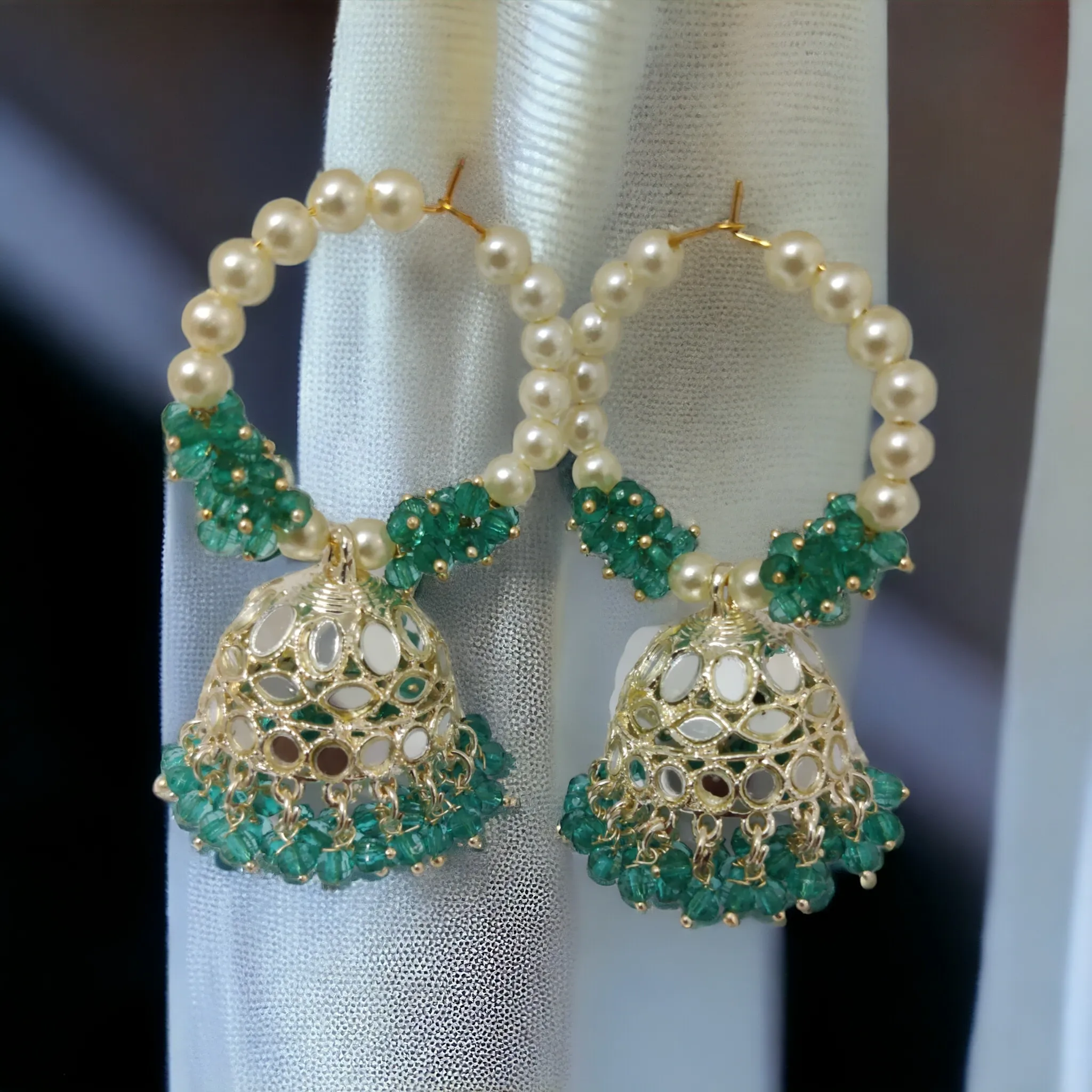 Gold Plated Moti Hoop Jhumka