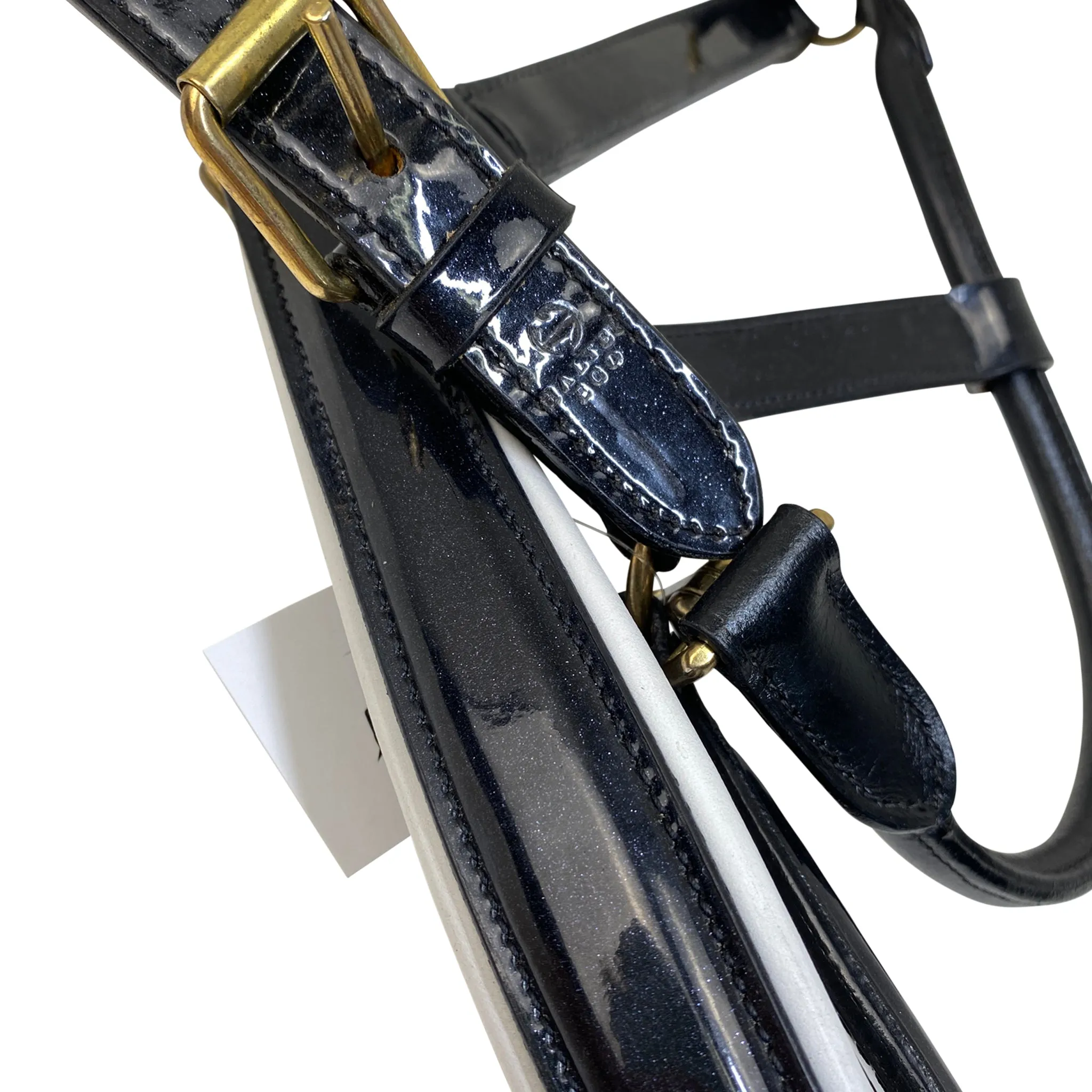 Halter Ego 'Astera' Leather Halter in Deep Navy Sparkle/White - Full