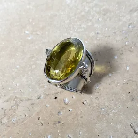 Lemon Quartz Ring with Large Oval Stone - Nafisa