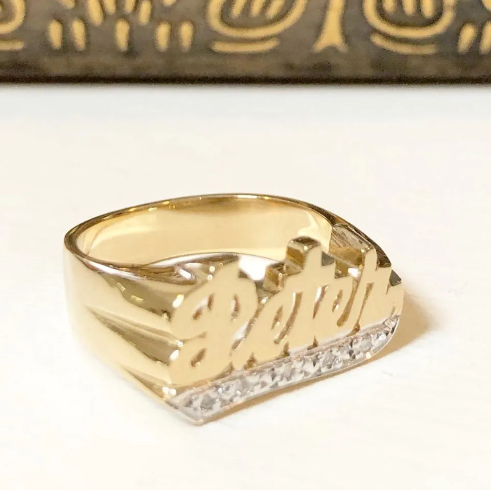 Name Ring with Diamonds - 8mm