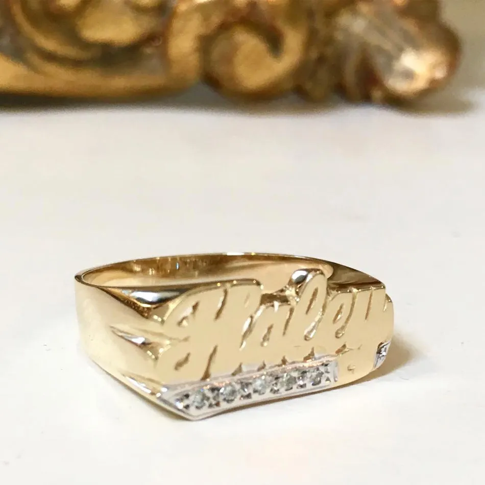 Name Ring with Diamonds - 8mm