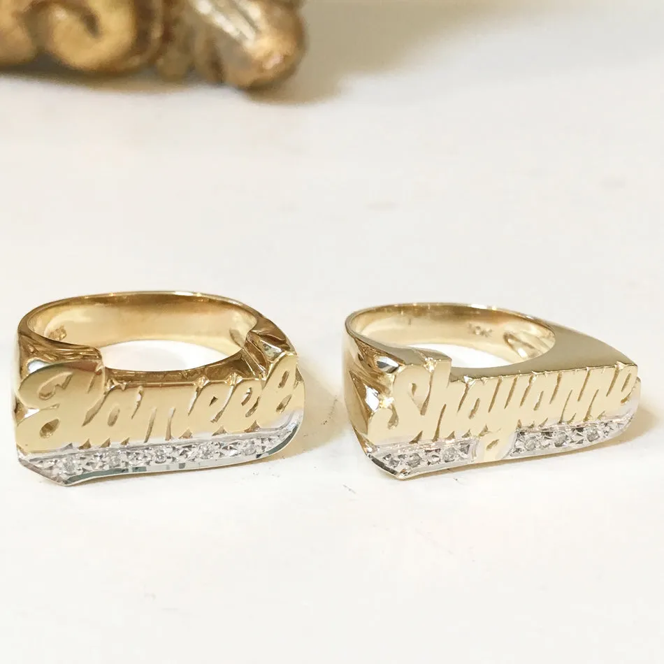 Name Ring with Diamonds - 8mm