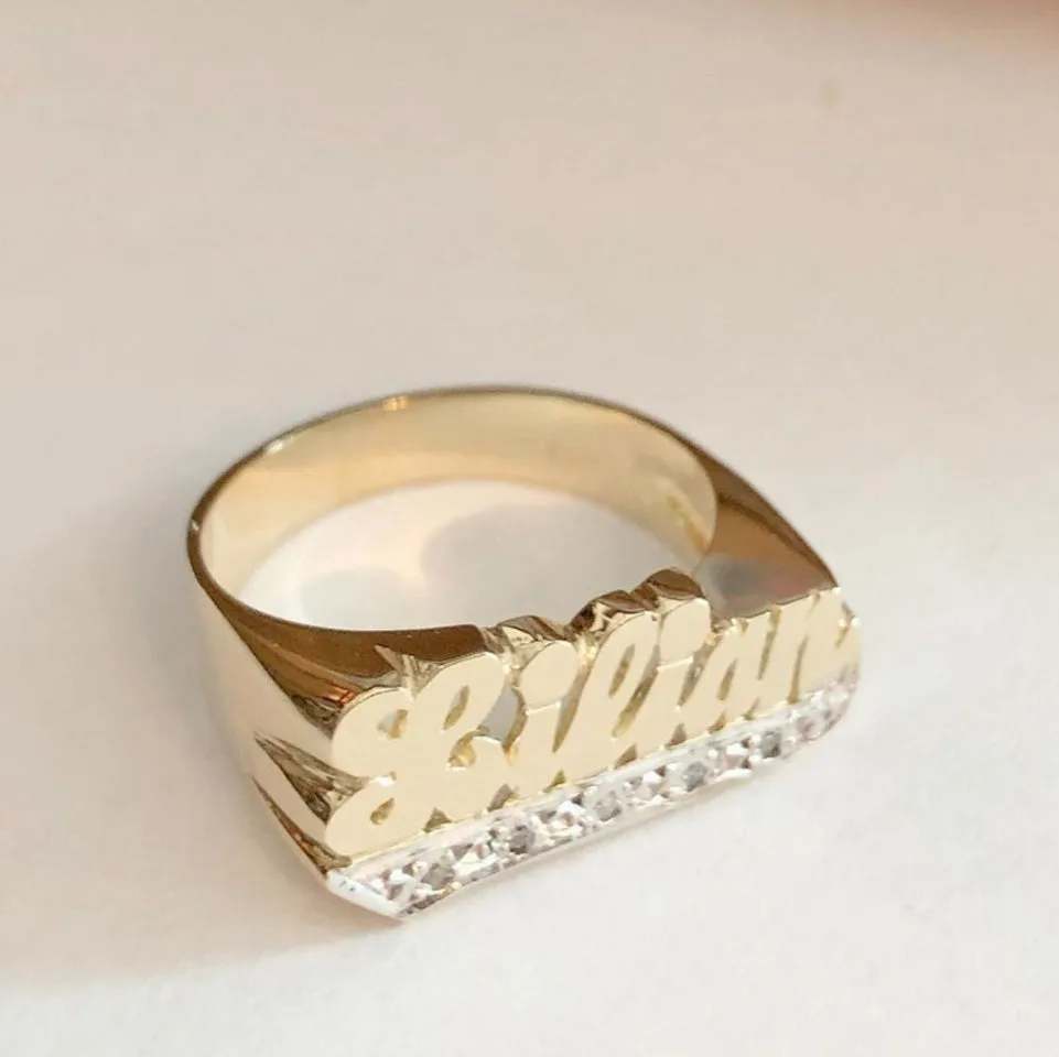 Name Ring with Diamonds - 8mm