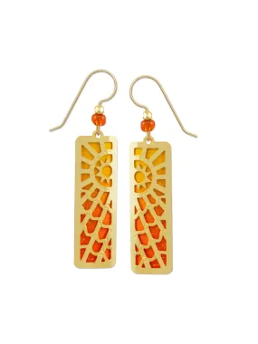 Orange Sunburst Column Earrings by Adajio