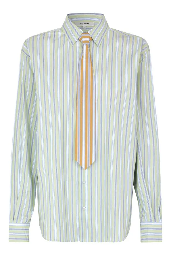 oval square Forever Tie Shirt Light Green Stripe