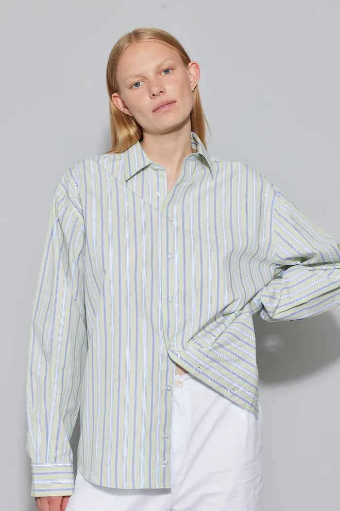 oval square Forever Tie Shirt Light Green Stripe