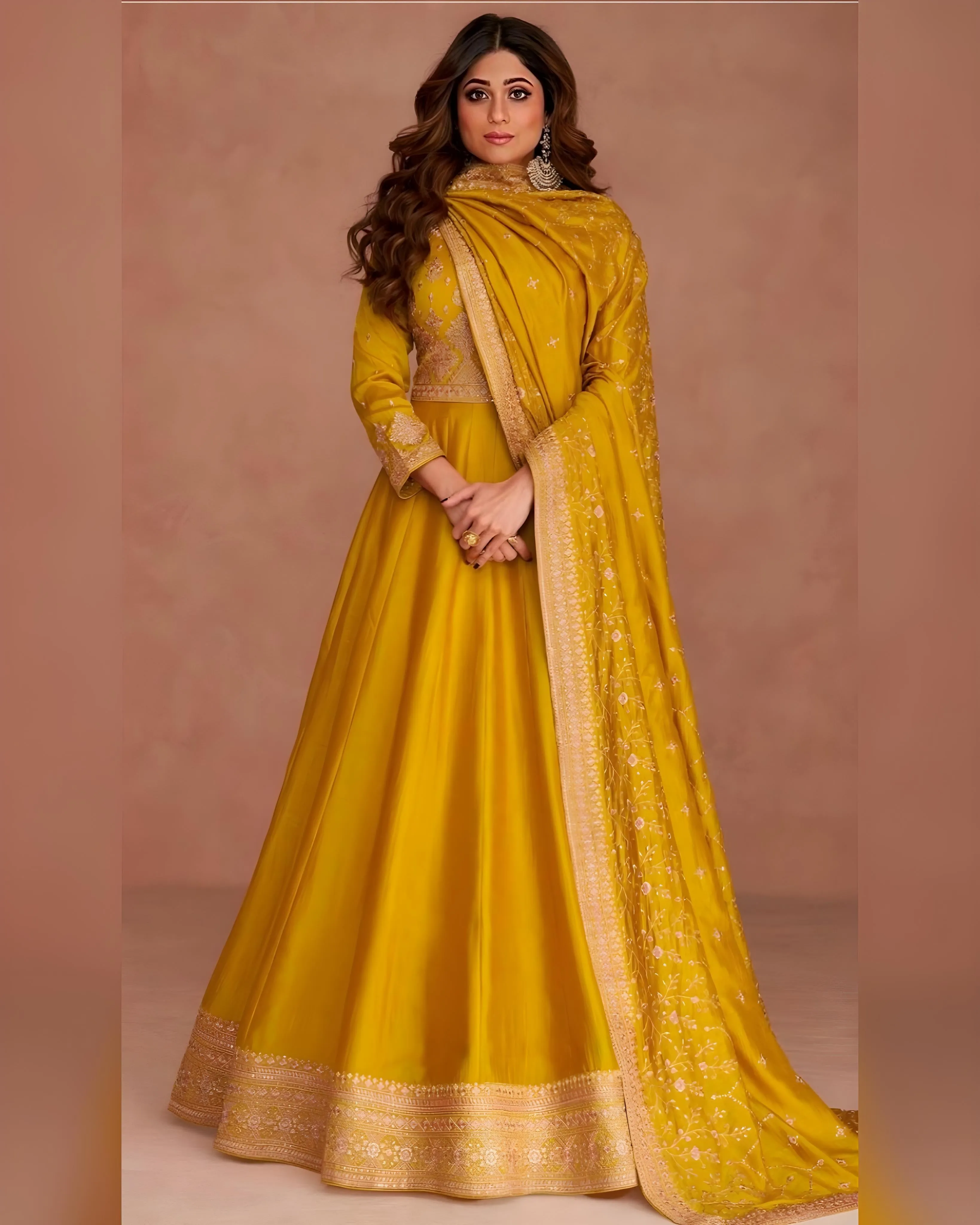 Premium Silk Designer Anarkali Suits Yellow